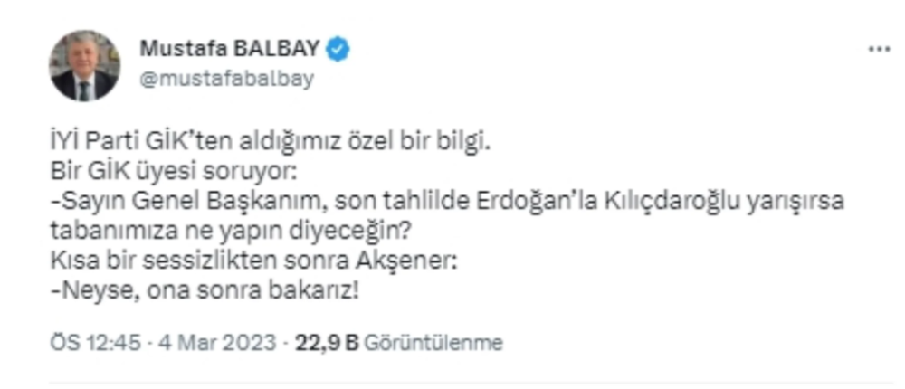 mustafa balbay dan carpici kulis bilgisi meral aksener erdogan ile kilicdaroglu nun yarismasi durumunda ne yapacak